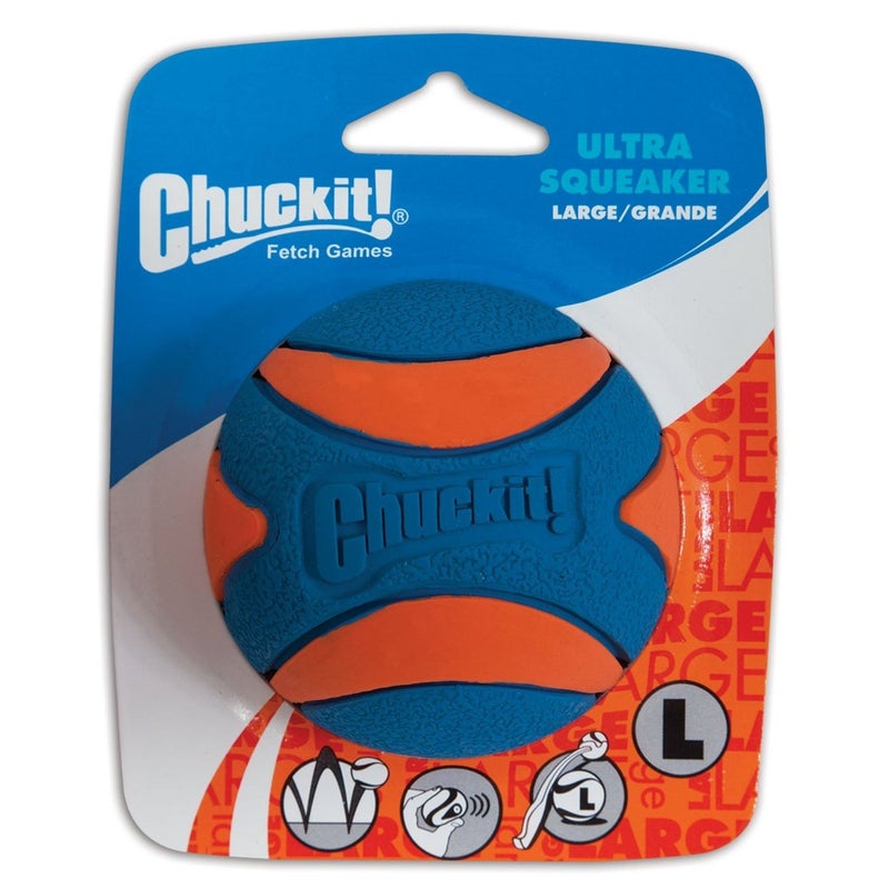 Chuckit! Ultra Squeaker ball Natural Rubber Dog Toy Large - Pack of 2 - Image 1